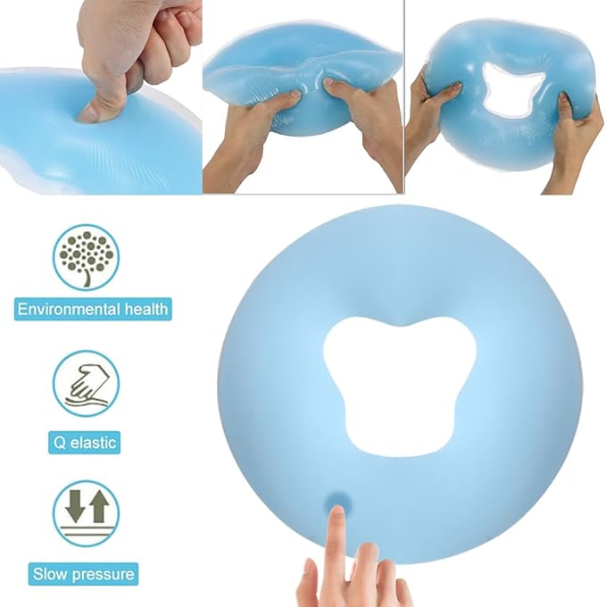 Silicone Face Massage Pillow,SPA Beauty Face Relax Headrest,Salon Skin Care Soft Overlay Travel Head Support,Bule