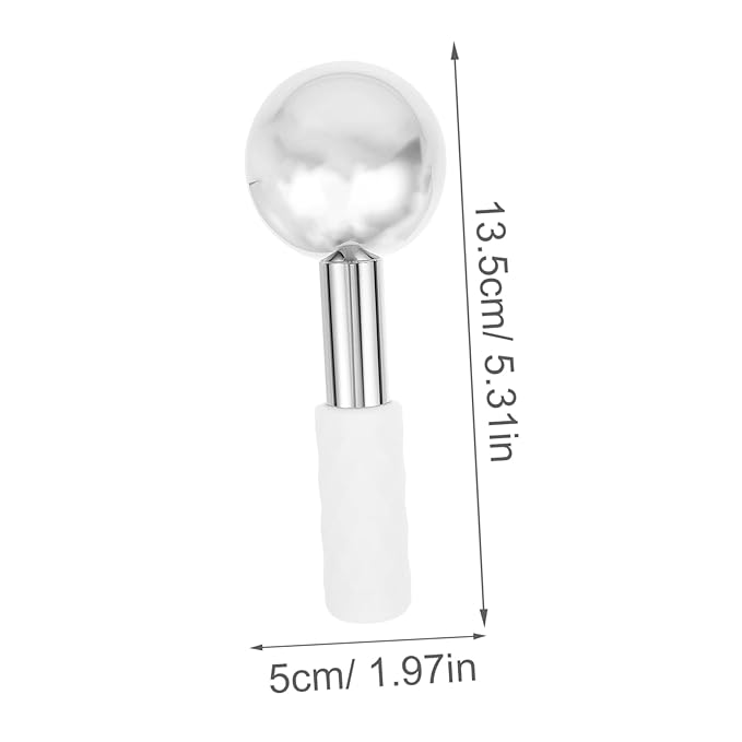 FRCOLOR 2pcs Stainless Steel Facial Ice Globes for Skincare Handheld Massage Tool for Face and Neck Ergonomic Design for Muscle Relief and Swelling Reduction