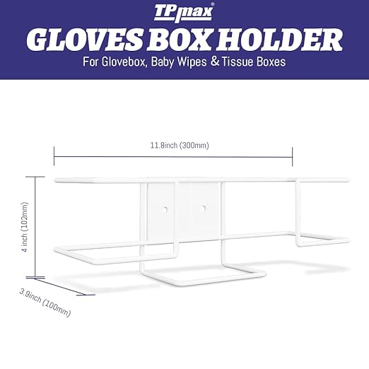 XL Gloves Box Facial Tissue Box Holder,Wire Rack Dispenser for Gloves,Tissues Paper Towels Organizer - Mounting Accessories Included - Holds up to 1 Box - Perfect for Lab, Food Service and Home