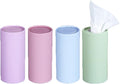 4 Pack Facial Tissues Bulk with Car Tissues Cylinder, Perfect Fit for Car Cup Holder, Refillable Round Container