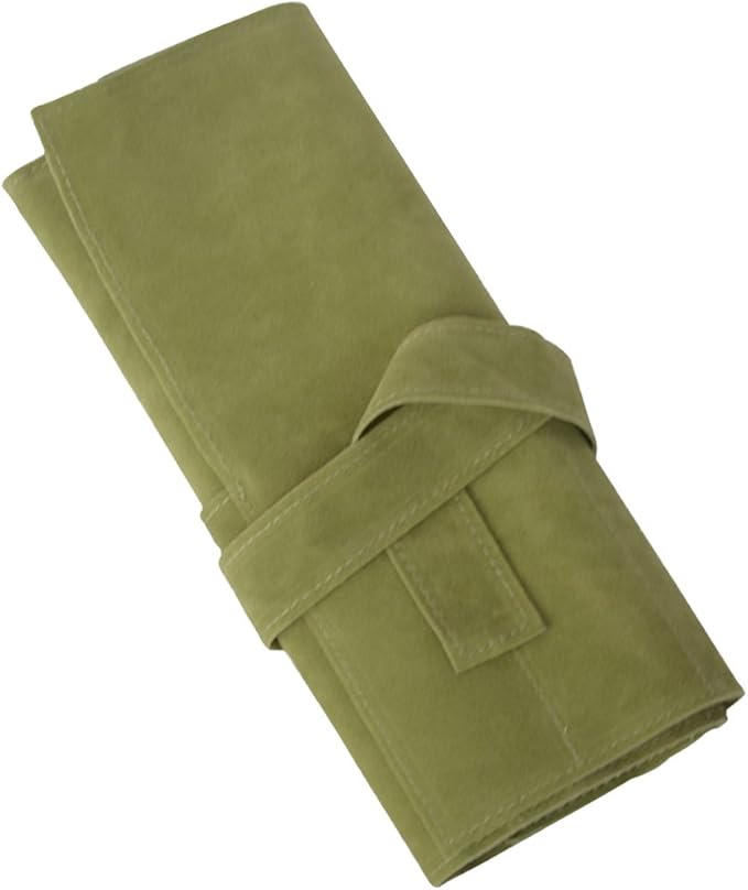 Creation Core Microfiber Fabric Salon Scissors Bag Roll Up Hair Tools Pouch for Stylist Barber Hairdressers, Green