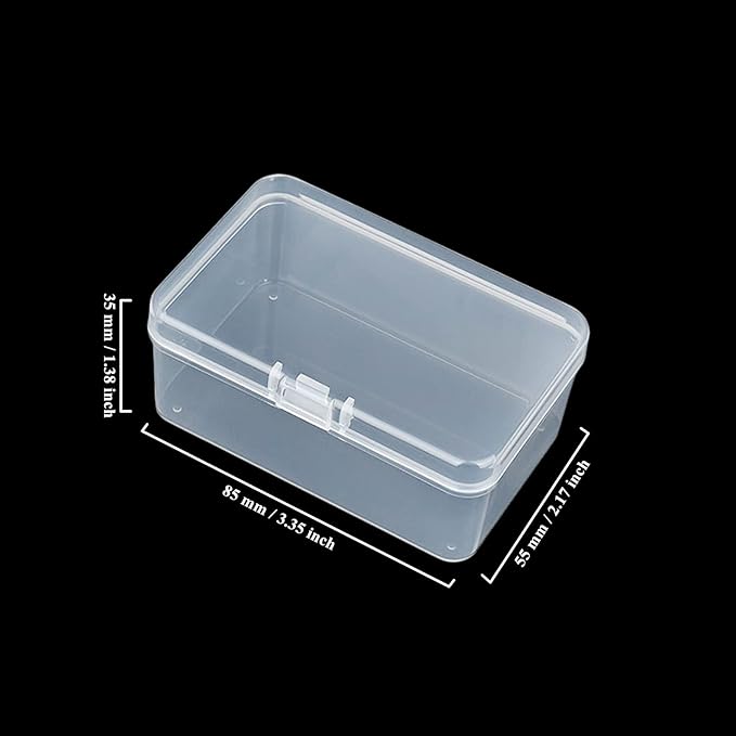 20 Pack Rectangular Clear Plastic Storage Containers Box with Hinged Lid for Beads and Other Small Craft Items (3.35 x 2.17 x 1.38 inch)