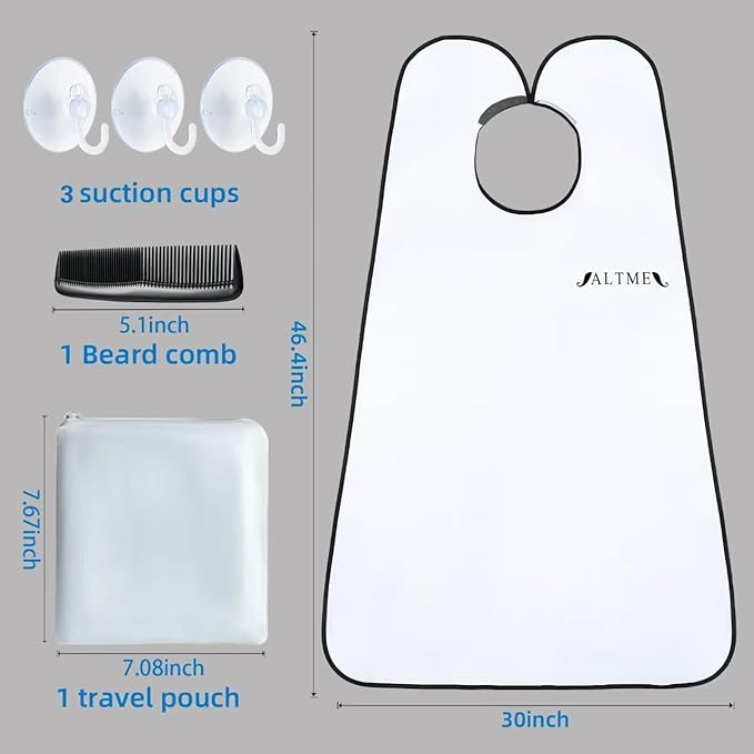 Beard Bib, Non-Stick Beard Apron, Waterproof Hair Trimming Catcher, Breathable Hair Catcher for Shaving, Premium Shaving Accessories for Men, Gifts for Men