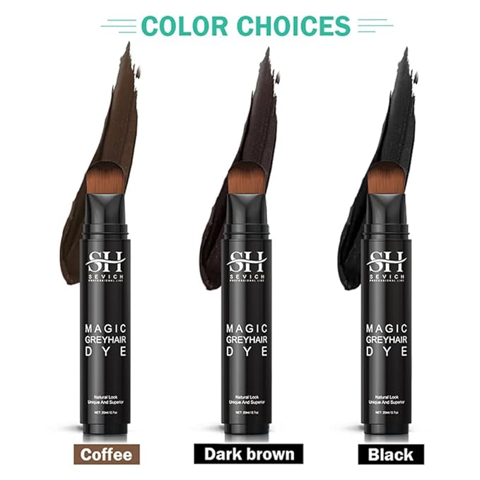 SEVICH Grey Hair Dye Brush Pens - Hair Root Touch Up Temporary White Hair Cover for Solon Home 20ml Black