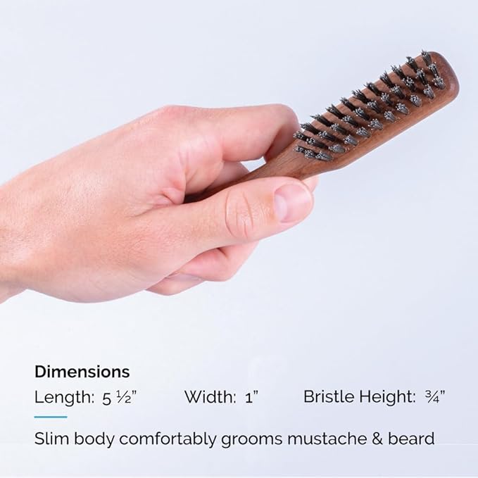 ZEUS Vegan Mustache & Beard Brush with Handle, Soft Bristle & Animal-Free Grooming Brush for Taming & Styling Beard – Made in Germany (J73)