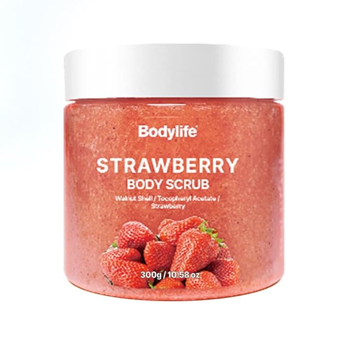 Strawberry Body Polish Removes Dead,for Dry Skin a Soft Hydrated Feel,Smoother, Softer Skin-10.58 oz
