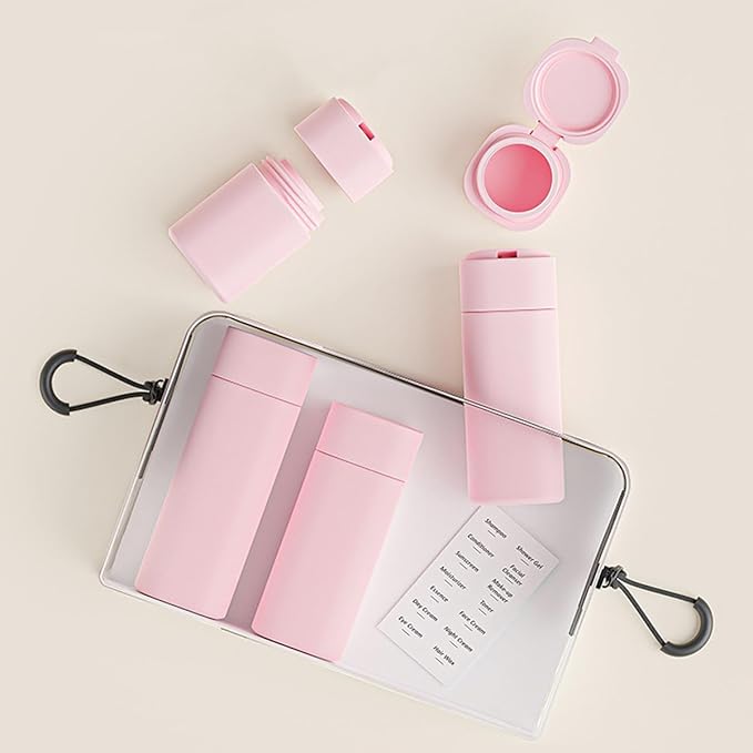 Travel Bottles Set - TSA Approved Leak Proof Squeezable Containers for Toiletries, Conditioner, Shampoo, Lotion & Body Wash Accessories (pink)