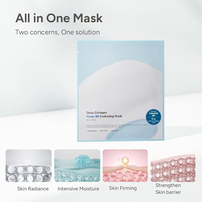 SUNGBOON EDITOR Deep Collagen HyaluB5 Overnight mask, Real Collagen 2,160,000ppb & Panthenol | Glass Skin, Moisture, Firming for Dry Skin, Face Masks, Real TikTok Viral, Korean Skin Care, 37gx1ea