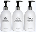 Shampoo & Conditioner Shower Dispenser Set, Pearl White - Empty Matte Plastic Bottles, 16.9 oz Pump Containers, Luxury Bathroom Decor, 3 Pack for Spa, Airbnb [White-Silver]