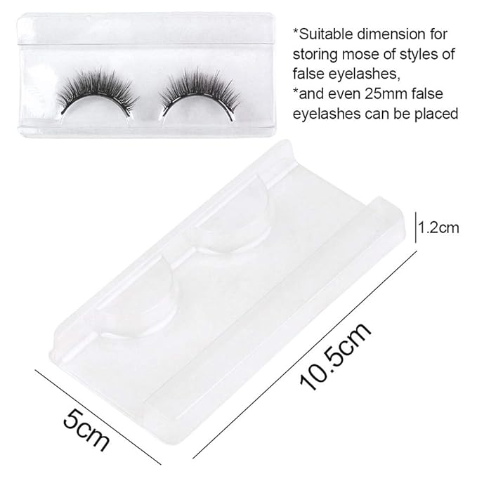 50 Pieces 25mm Rectangle Plastic Eyelash Trays Clear Lash Trays Holder Mink Lash Trays Eye Lash Tray for False Eyelashes Packaging Box Eyelash Storage Case Cosmetic Container Beauty Salons