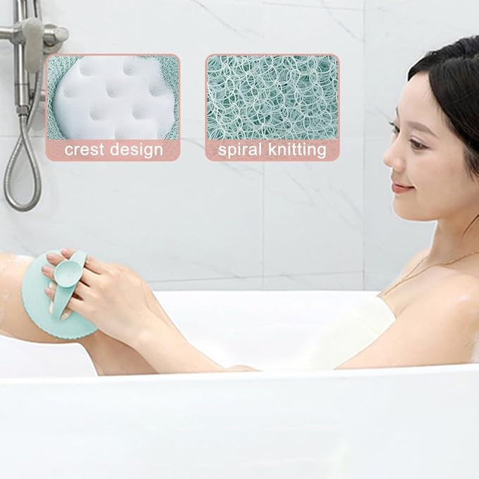 2Pack 2-in-1 Sunflower Bath Ball with Suction Cup, Super Soft Exfoliating Bath Sponge & Loofah Brush, Upgraded 2025 Shower Cleaning Tool for Women & Men (Pink+Cyan)