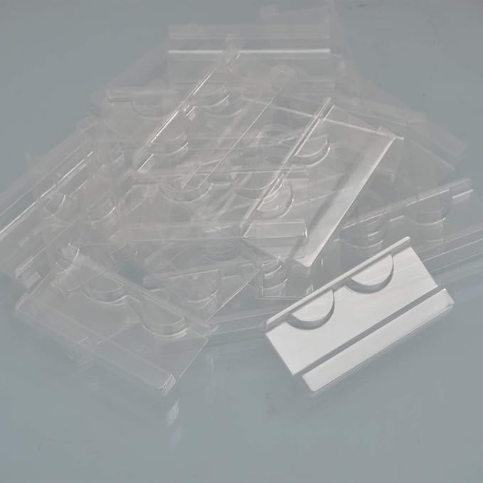 50 Pieces 25mm Rectangle Plastic Eyelash Trays Clear Lash Trays Holder Mink Lash Trays Eye Lash Tray for False Eyelashes Packaging Box Eyelash Storage Case Cosmetic Container Beauty Salons