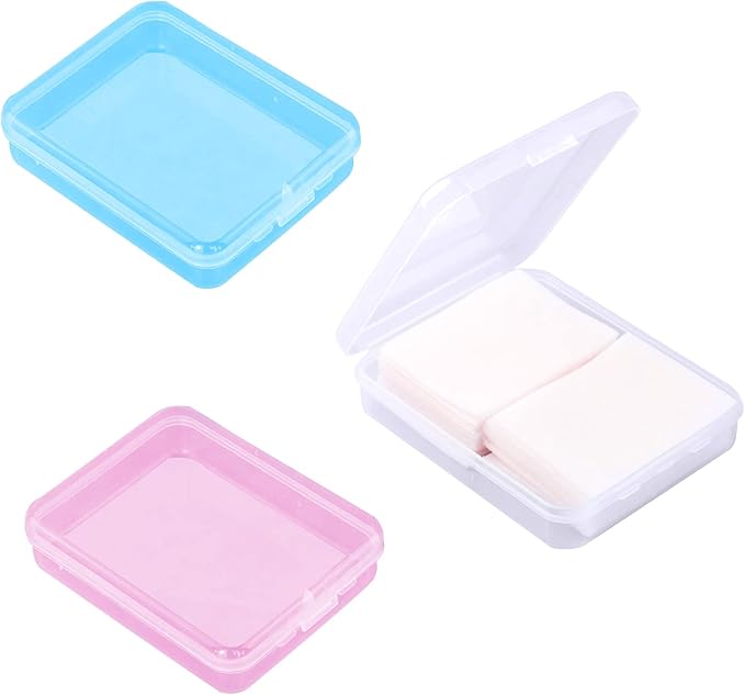 Portable Travel Cotton Pad Holder Cotton Swab Ball Holder Dispenser Cosmetic Sponge Storage Box with Transparent Lid Storage Jar Cosmetic Pad Container Dental Floss Box 3 pcs