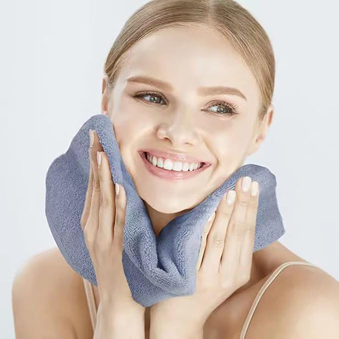 Microfiber Facial Cloths (Facial Towels), 8 Pack (12 x 12 inch), Super Absorbent, Quick Drying Fast, Soft, Eco-Friendly, for Facial Wash Cleansing, Make-up Removal, Baby and Travel (Grey)