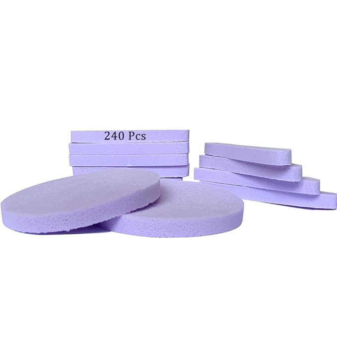 Facial Sponge Compressed,240 Count PVA Professional Makeup Removal Wash Round Face Sponge Pads Exfoliating Cleansing for Women,Purple