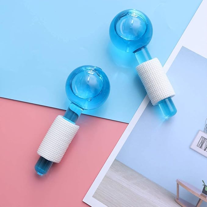 Facial Ice Globe | Smart Cool Face Roller Ball | Cooling Massage Tools for Refreshing Skincare Routine | Set of 2