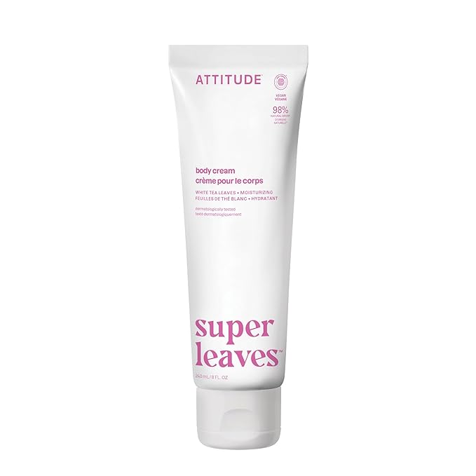 ATTITUDE Body Cream, EWG Verified Moisturizer, Vegan Moisturizing Products For Dry Skin, Dermatologically Tested, White Tea Leaves, 8 Fl Oz