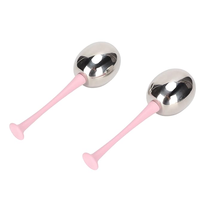 2pcs Facial Ice Globes Stainless Steel Facial,Massage Reduce Puffiness Eliminate Fine Lines Ice Globes Cryo Sticks for Skin Care,Targets Dark Circles,Puffiness,Wrinkles (Pink Handle)