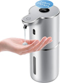 Automatic Liquid Soap Dispenser 12.8oz, Rechargeable & 6 Levels Soap Adjustable with Digital Display, Wall Mount, Waterproof, Touchless Hand/Dish Soap Dispenser for Kitchen, Bathroom, Hotel