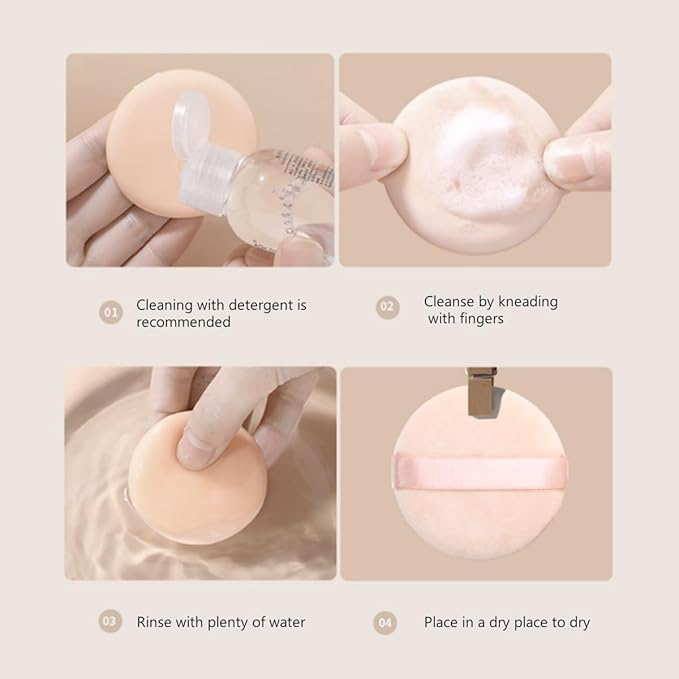 2Pcs Powder Puff, Setting Powder Puff, Makeup Puff, Body Powder Puff, Beauty Makeup Tools, Suitable for All Skin Types (Pink)