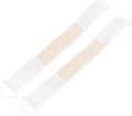 PartyKindom 2pcs Exfoliating Wash Strap for Body Cleansing and Back Scrubbing Long Reach Bath Accessory White