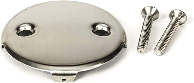 PF WaterWorks Universal Bathtub/Bath Tub Drain Single/One (1) Hole Overflow Face Plate - Matching Screw - Adapter for 2 Hole; Brushed Nickel; PF0930-BN
