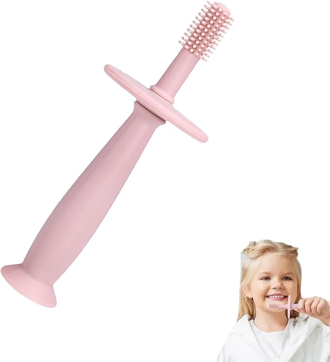 Infant Toothbrush – 360° Baby Toothbrush, Suction Base | Silicone Teething Toy, Soft Toddler Gum Massager, Pacifier Accessory, Ergonomic Care Tool, Gentle Bristle Baby Brush, Training Toothbrushh