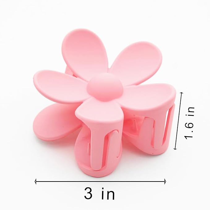 Flower Hair Clips 8PCS, Large Claw Clips for Women Girls Thick Thin Hair, Strong Hold Non slip Big Matte Dasiy Jaw Clamps Hair Accessories 8 Colors