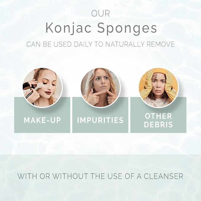 Wildpier Beauty Exfoliating Konjac Sponge - Exfoliating Body Scrubber, Natural Exfoliating Facial Scrubber Sponge for Sensitive Skin, Body Scrubber Exfoliator, Shower Scrubber for Body, Biodegradable