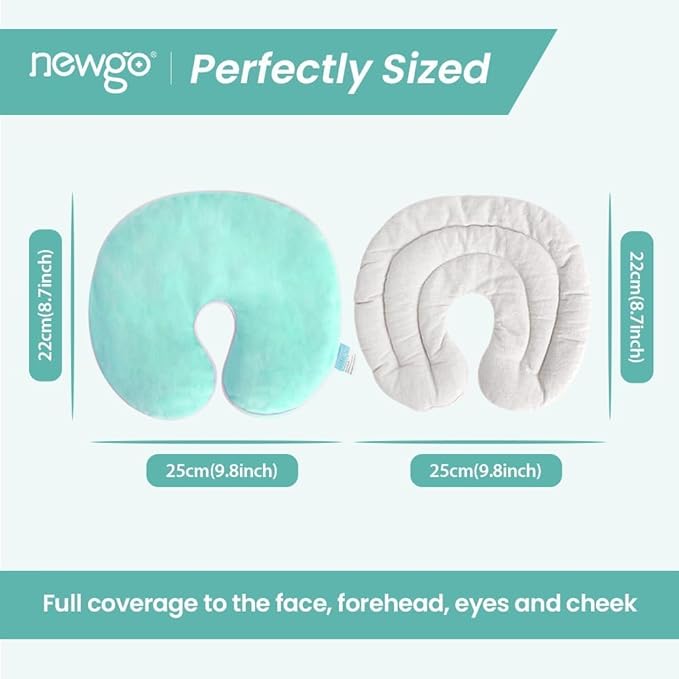 NEWGO Heating Pad Sinus Relief Mask Moist Heat Face Eye Mask Microwavable, Warm Compress for Sinus Pressure Relief, Migraine, Tension Headache Relief - Green