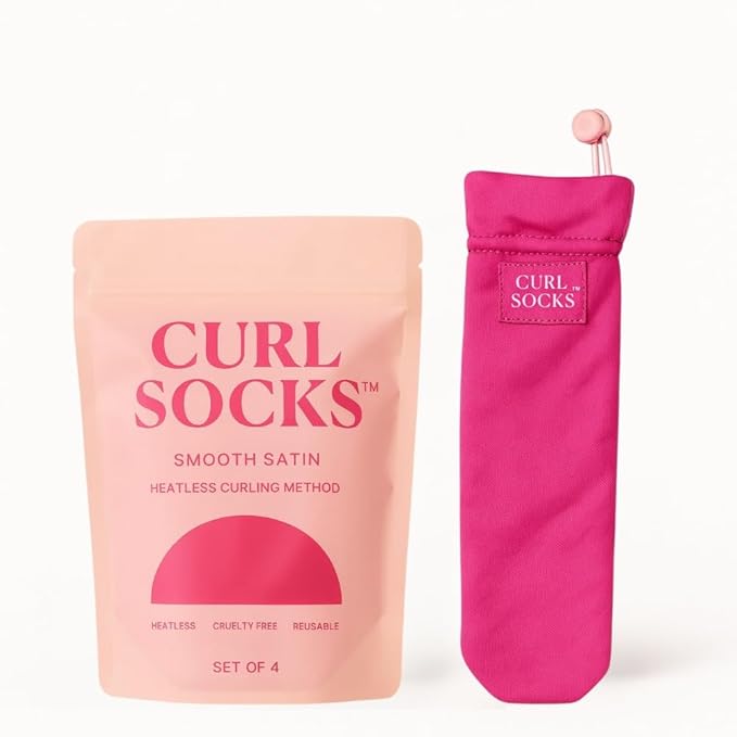 Heatless Hair Curler Set, Overnight Curlers for Heatless Curls, 4-Piece Satin and Cotton Curling Rods with Secure Toggle, Reusable Hair Accessories for Women