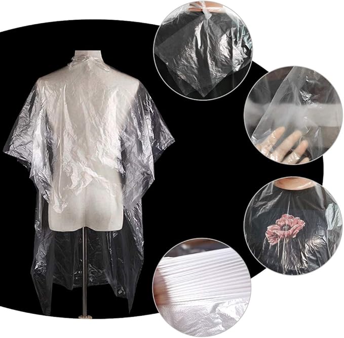 Disposable Capes, Hair Cutting Cape, 100 Pieces Disposable Capes Hair Salon,Capes for Hair Stylist,Plus Size Salon Cape for Barbers,Beauty Salon,Hair Dye,Perming,59 x 43.3 inch,Disposable Barber Cape