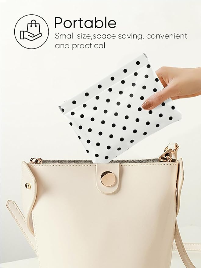 Dots Leather Makeup Pouch Set for Women Small Make Up Bag for Purse Waterproof Initial Makeup Cosmetic Bags Pouches for Purse Aesthetic Travel Toiletry Bag,White Black