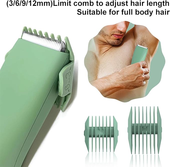 Pubic Hair Trimmer for Men and Women,Electric Shaver for Chest,Legs & Bikini,Waterproof Wet/Dry Shaver,USB Recharge Dock,Ideal Razor Gift for Boy/Girl Friend (Green)