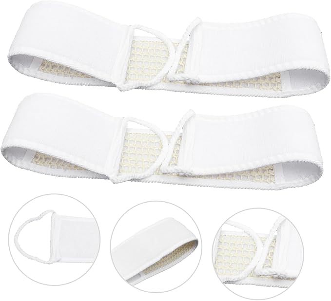 2Pcs Exfoliating Bath Scrubber Shower Back Strap Spa Skin Cleaning Brush for Men Women for Reaching Hard to Access Areas for Smooth Skin