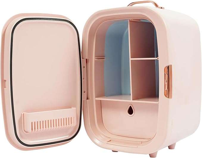 Skincare Fridge, 12L Mini Fridge, Portable Makeup Refrigerator - Large Capacity, Cooling & Heating Dual-Function, Adjustable Space Layout, Low Noise for Bedroom, Office, Car, Dorm (Pink)
