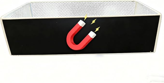 Magnetic Basket Organizer Holder for Fridge，Magnetic Shelf for Washing Machine， Magnetic Mesh Basket, White Rectangular Steel Shelf Organizer, 10.43 x 4.92 x 3.15 Inches (White, 1 pack)