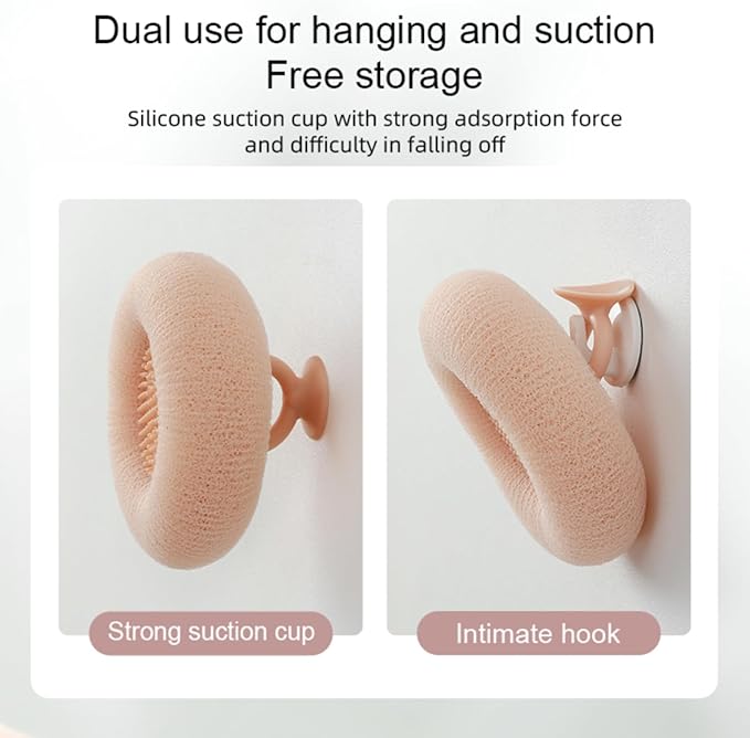 Soft Sunflower Bath Ball with Suction Cup Hook, 3D Textured Mesh Exfoliating Bath Sponge Cleaning Brush，New Silicone Massage Center for Deep Cleansing (Flesh Pink+Light Cyan+Purple)