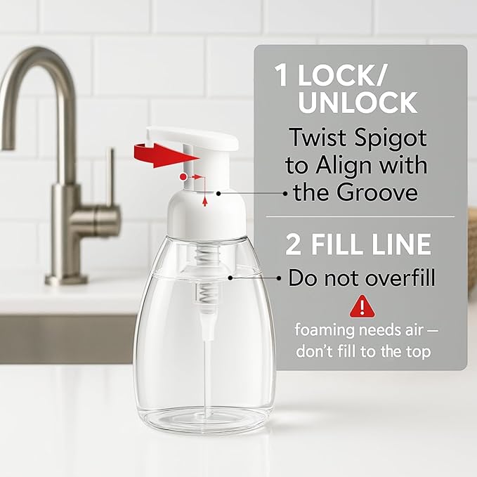 Bar5F 6pPack Foaming Soap Dispenser Pump Bottle for Dr. Bronner's Castile Liquid Soap 8.5-Ounce