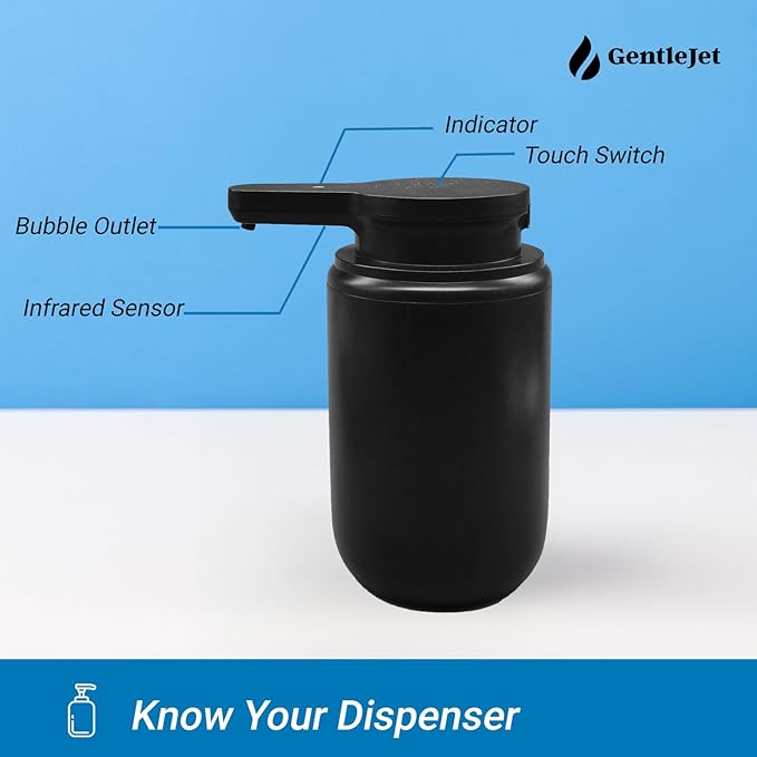 SimpleFoam Automatic Foaming Soap Dispenser – Touchless Sensor, USB-C Rechargeable, IPX5 Waterproof, Dual Output for Bathroom Kitchen Sink, ABS Compact Design