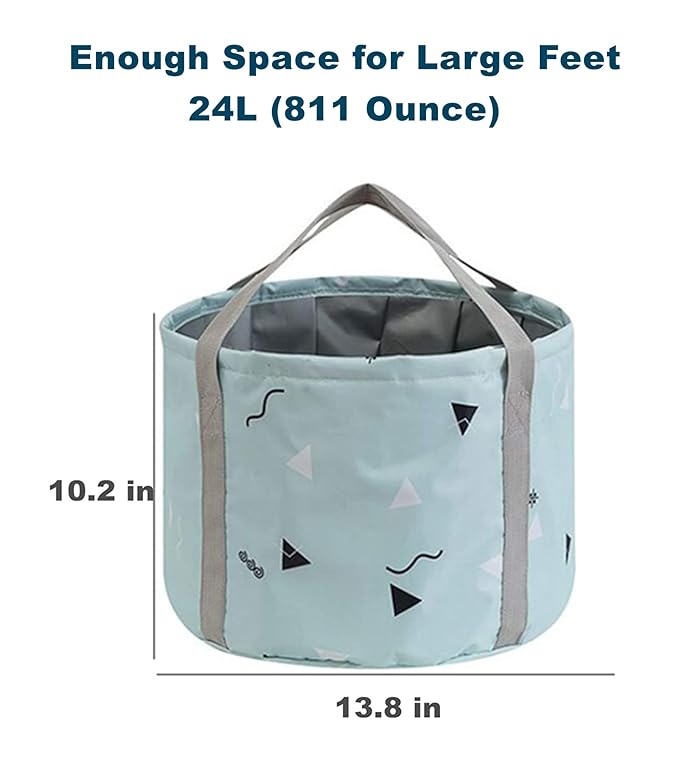 24L Large Collapsible Foot Bath Tub for Travel Camping, Portable Foot Soak Spa Basin Foldable Water Bucket for Soaking Feet, Green