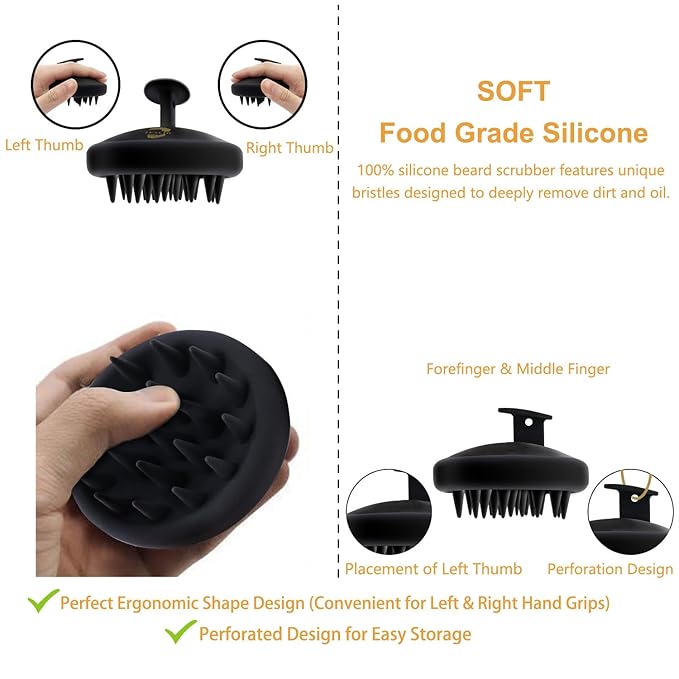 Beard Brush for Men, Silicone Beard Scrubber, Deep Cleans, Hair & Beard Exfoliator Helping Beard Shampoo Better Clean the Beard, Good Helper for Beard Oil - Eco & Reusable