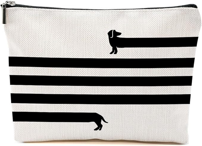 Funny Very Long Dachshund Dog Makeup Bag, Funny Sausage Dog Lovers Cosmetic Pouch for Women Girls, Portable Travel Toiletry Bag, Christmas Birthday Gifts for Dachshund Moms Owners Women Girls
