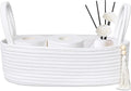 ABenkle Rope Boho Storage Basket, Small Woven Bathroom Organizer, Decorative Toilet Paper Holder for Back of Tank, Hand Towel Caddy, Home Office Desk Decor, Gift Basket-13x6x4 Inches