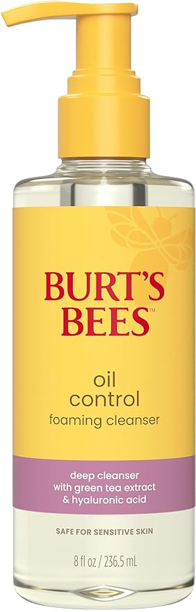 Burt's Bees Oil Control Foaming Cleanser; For Oily Skin; Safe for Sensitive Skin; Deeply Cleanses, Includes Green Tea Extract and Hyaluronic Acid; 8 Fl. Oz.