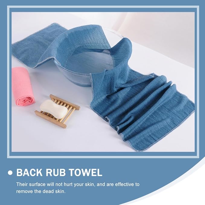 2pcs Back Scrubber Straps Exfoliating Rubbing Towels with Coarse Texture for Shower Use, Sturdy Dual-Sided Bath Towels for Men and Women, Home and Travel Bath Accessories