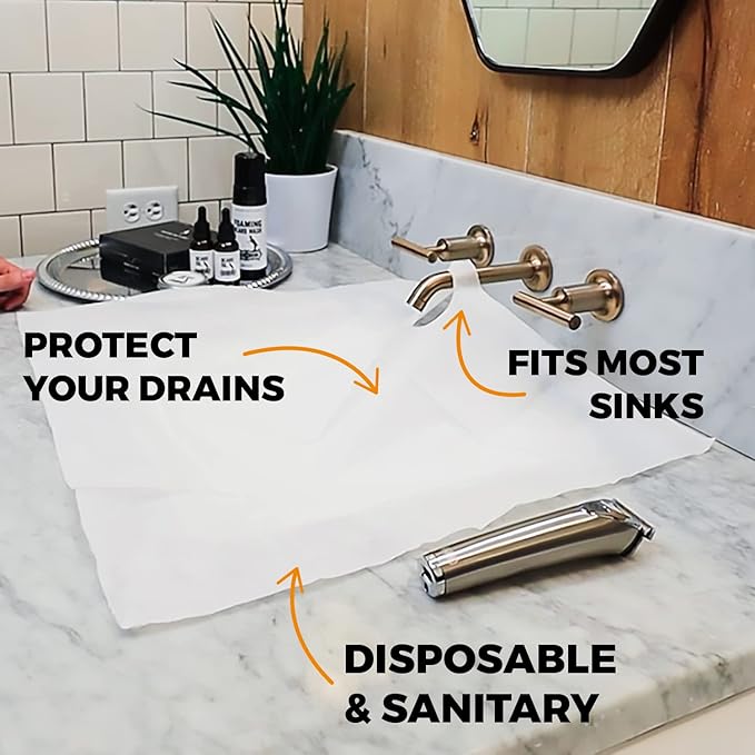 Disposable Beard Hair Catcher for Men - No Plastics - Biodegradable Sink Cover for Shaving and Trimming - Beard Bib Alternative - Simply Buzz, Catch, Toss