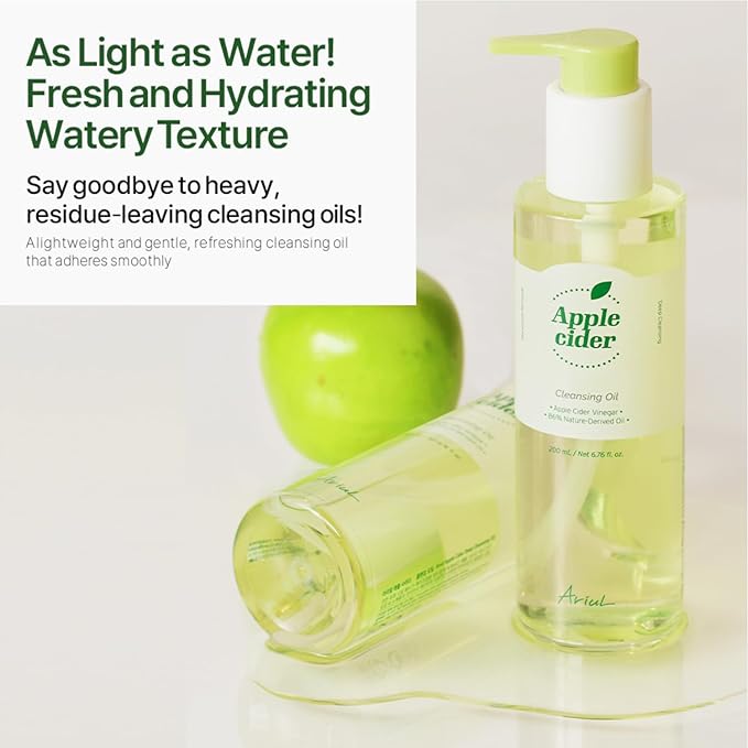 Ariul Apple Cider Cleansing Oil – Gentle Makeup Remover with Apple Cider Vinegar, Deep Pore Cleansing Facial Oil with Hydrating Botanical Oils, Korean Facial Cleanser (200 ml / 6.76 fl oz)