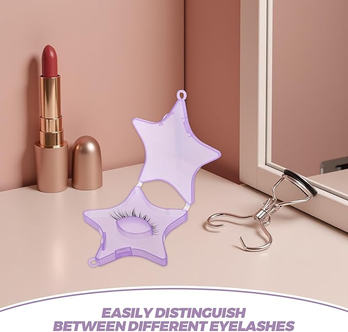 12pcs Star Shape Eyelash Storage Case Set Colorful False Eyelashes Organizer for Travel and Makeup Storage