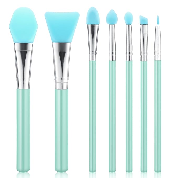 7PCS Silicone Brush Applicator Kit, Resin Brush Applicator UV Resin Brushes Applicators Jelly Brushes Applicators for Cream Makeup Products and Epoxy Art Crafting, Green